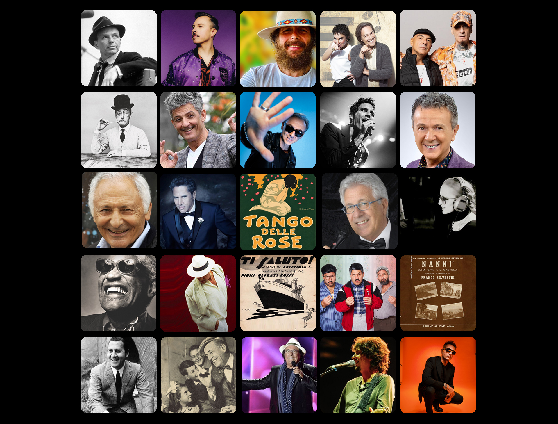 Selected songwriters and performers from the Abramo Allione catalogue